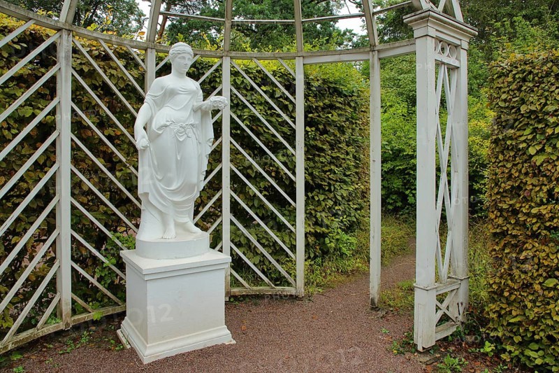 White sculpture on stone