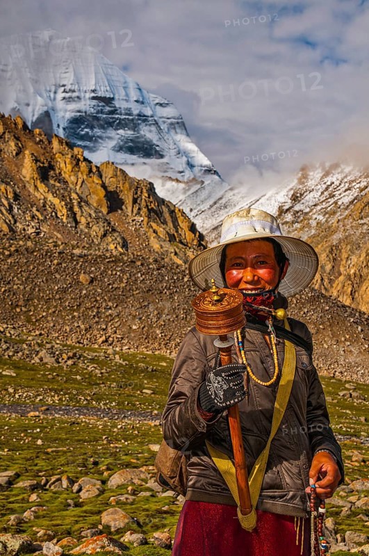 Pilgrim before Mount Kailash