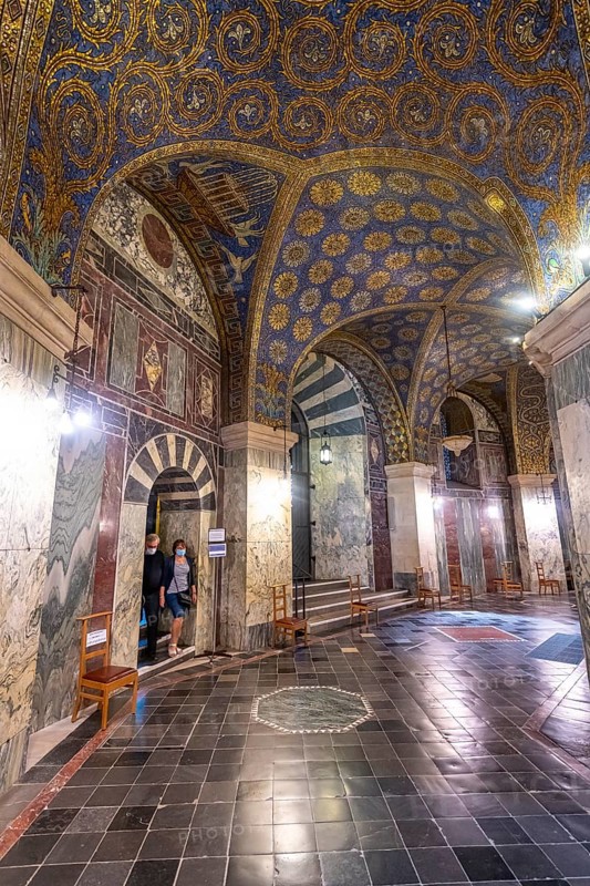 Splendid interior in the Unesco world heritage site the Aachen cathedral