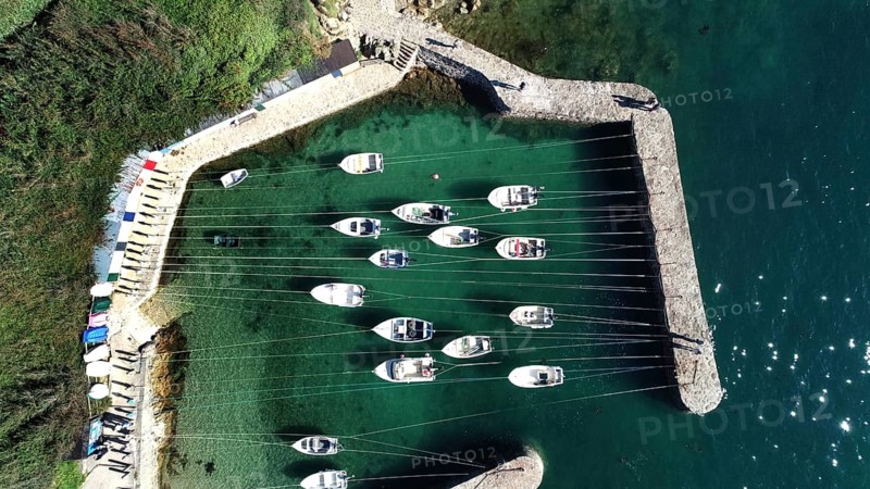 Aerial view of Port Racine in the department of Manche
