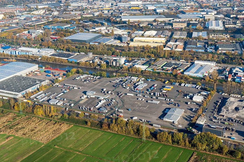 Aerial view of the former Boehringer plant Moorfleet. Pharmaceutical company