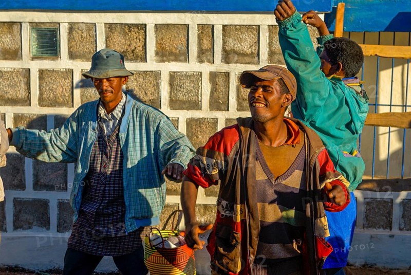 Locals celebrating a death ceremony along the road between Antanarivo and Morondavia