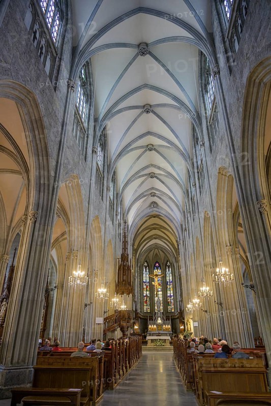 Interior view of the neo-Gothic collegiate church of