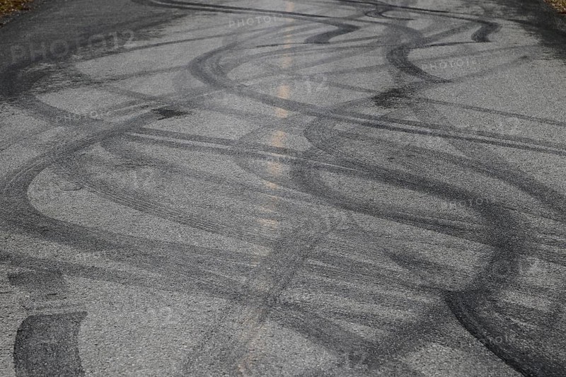 Tire prints on a country road