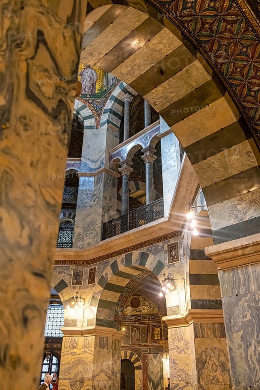 Splendid interior in the Unesco world heritage site the Aachen cathedral