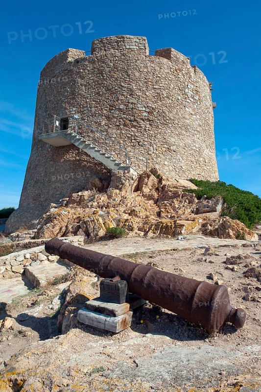 Historic Spanish defence defence tower Torre Spagnola La Turri with staircase for sightseeing