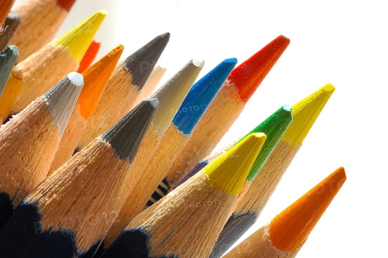 Close-up of crayons against a white background