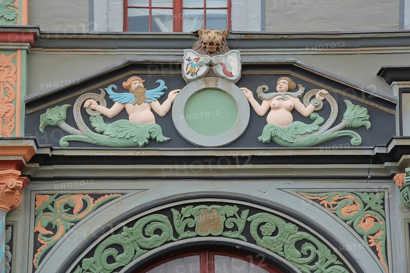 Detail with figures and ornaments at the historical Cranach House
