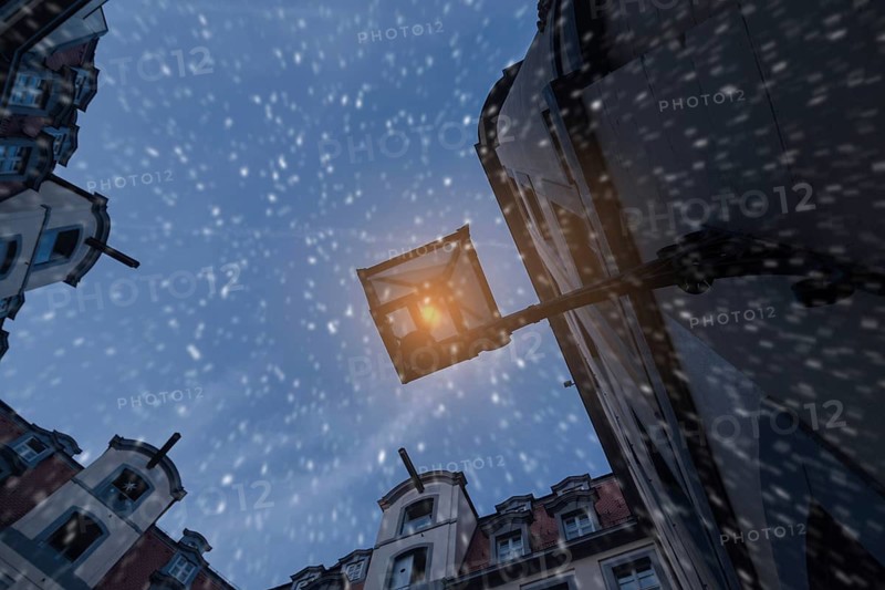 Inner courtyard in Leipzig during snowfall