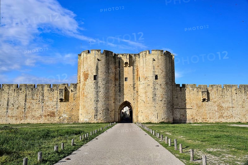 Historic fortified wall of the town of Aigues-Mortes in the Camargue