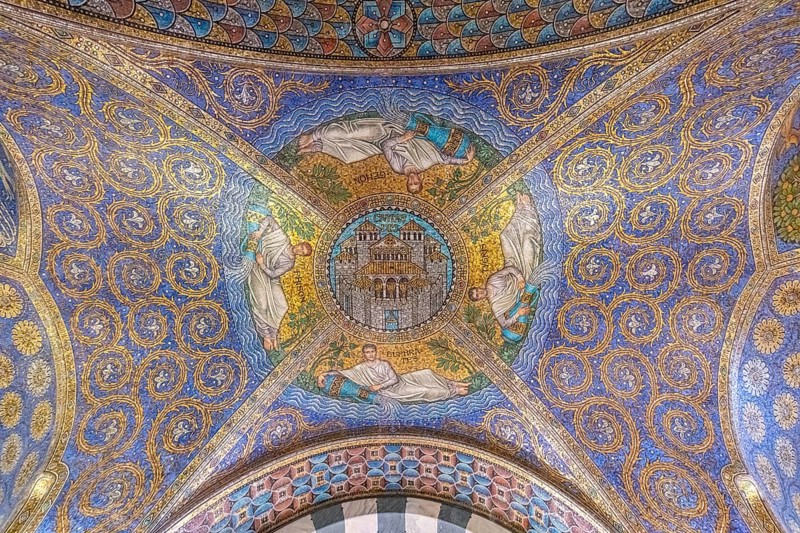 Splendid interior in the Unesco world heritage site the Aachen cathedral