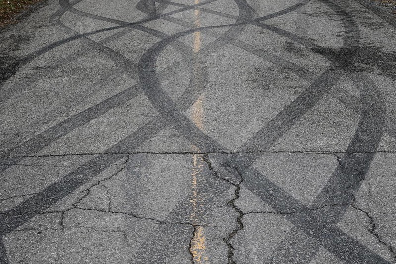 Tire prints on a country road