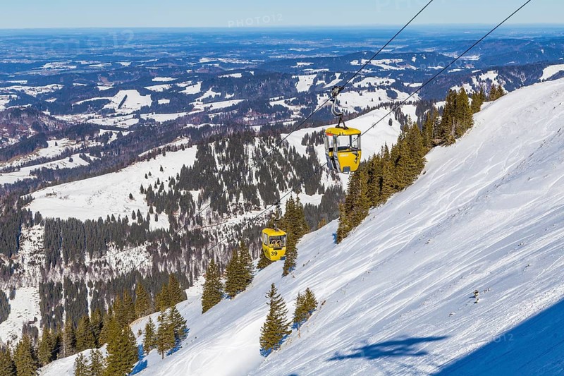 The yellow cabins just past the mountain station