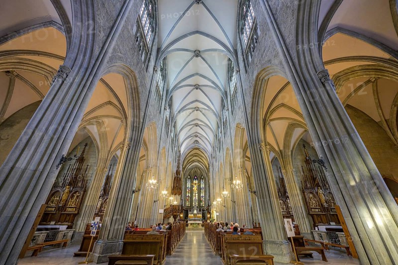 Interior view of the neo-Gothic collegiate church of
