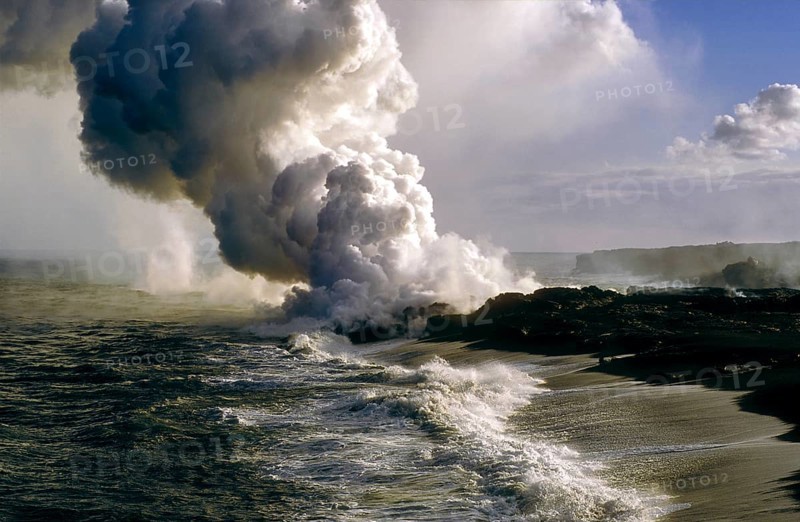 Kilauea Lava Flow entering the sea
