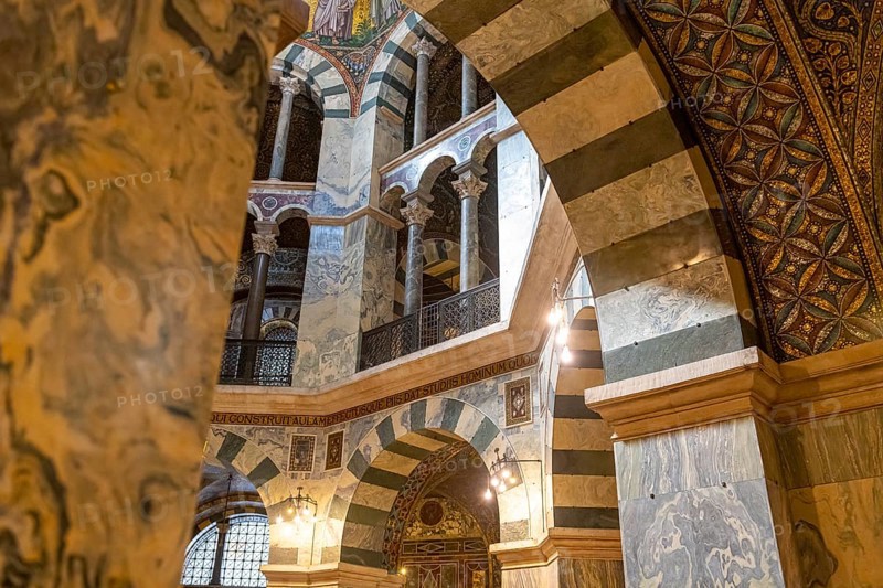 Splendid interior in the Unesco world heritage site the Aachen cathedral