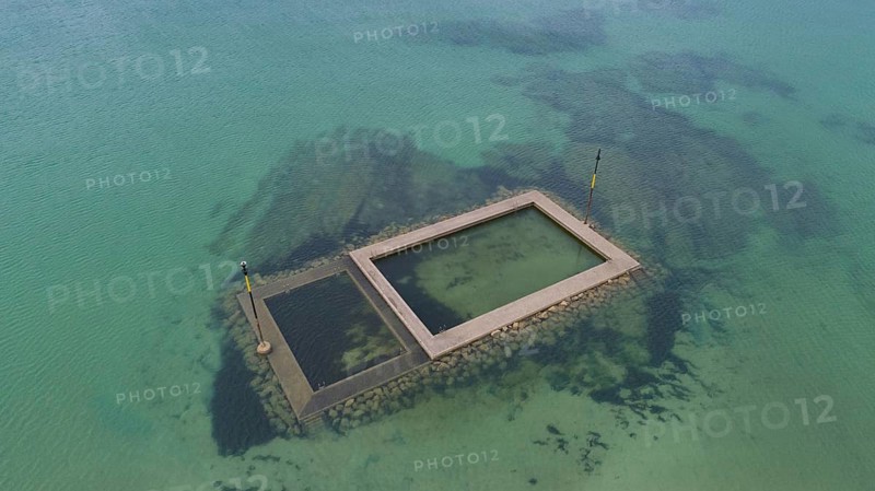 Seawater pool on the beach in Normandy