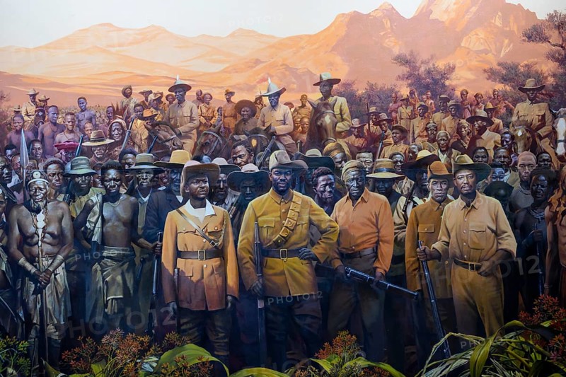 Mural in an exhibition hall of the Independence Memorial Museum