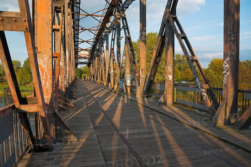 Historic lift bridge over the Elbe