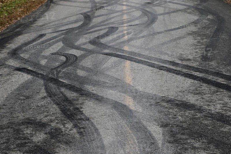 Tire prints on a country road