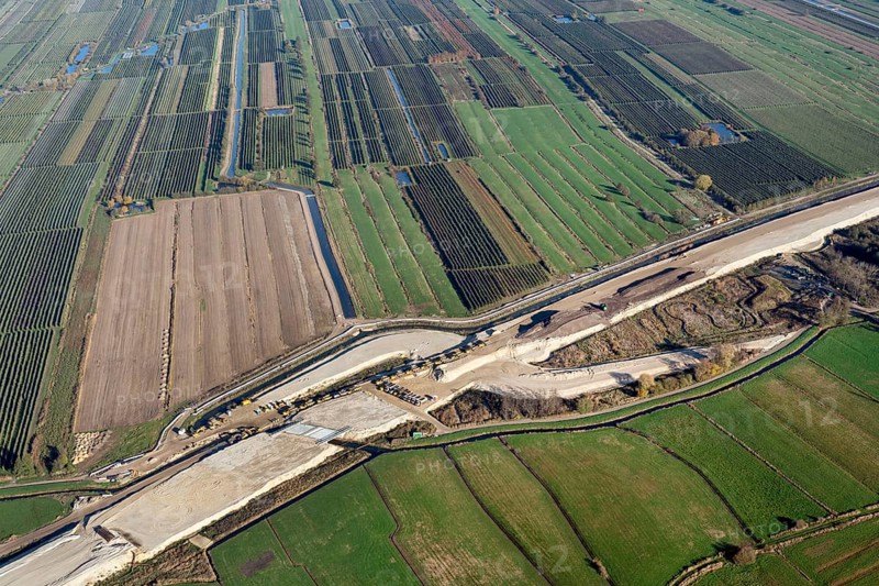 Aerial view of the A26 motorway construction site