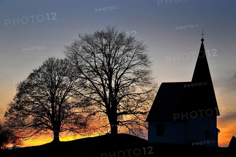 Brother Klaus Chapel on the Hagspiel plateau near Oberstaufen in the evening light