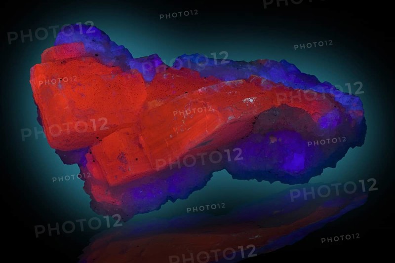 Calcite with Fluorite Seen Fluorescing in Ultra Violet Light: Xian Hua Lin