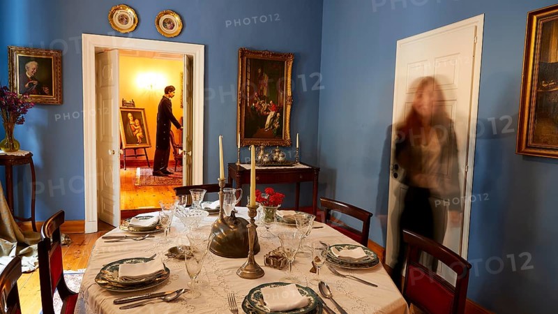 Festively set table
