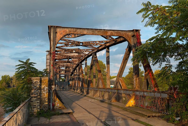 Historic lift bridge over the Elbe