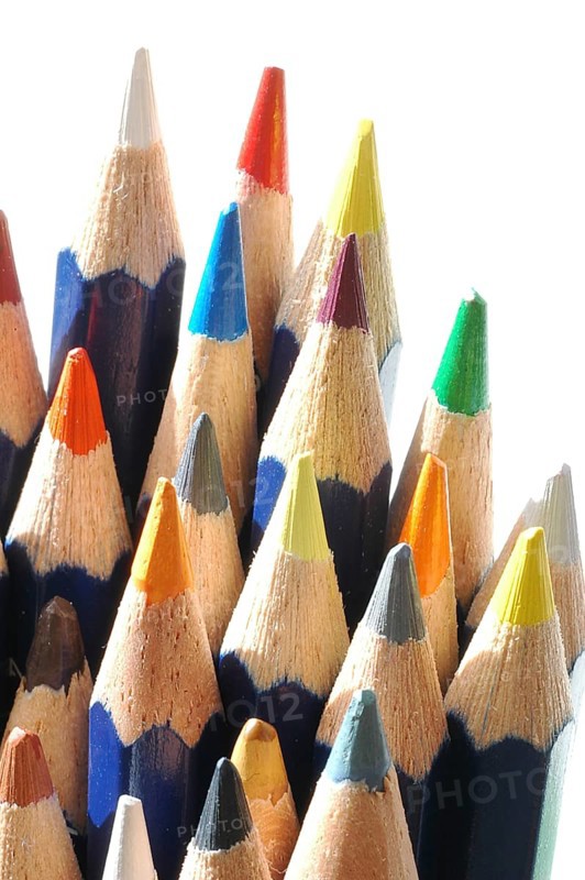 Close-up of crayons against a white background