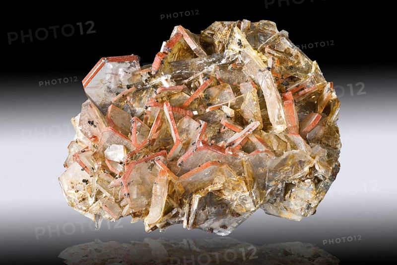 Barite with Realgar on Crystal Edges from Felsobanya