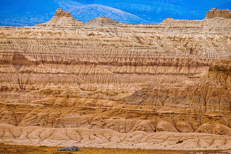 Eroded landscape along the road from Lake Manasarovar to the kingdom of Guge