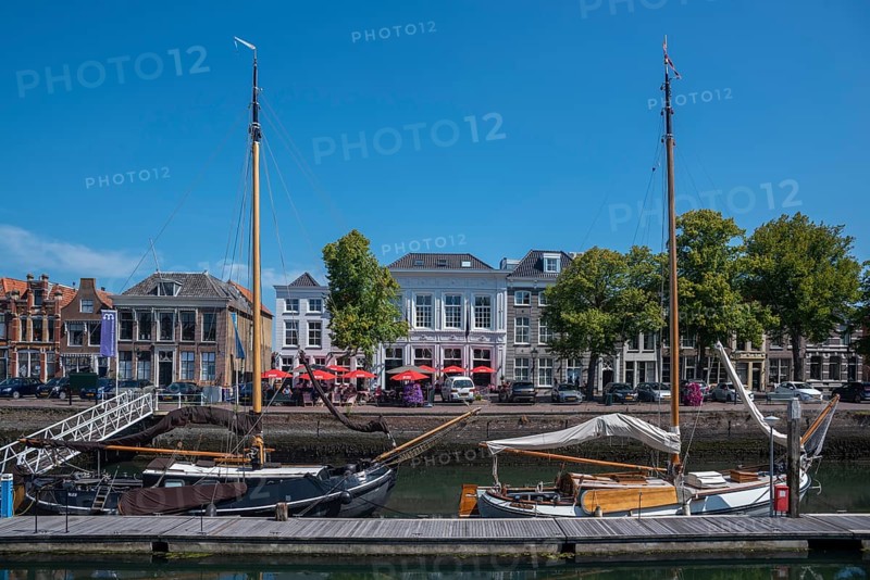 Historic ships in the museum harbour at the Old Harbour