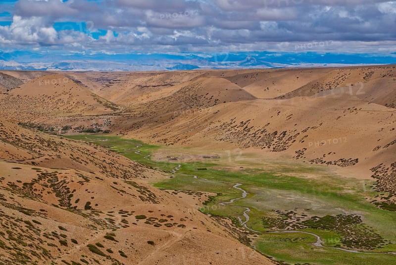 Green creek along the road from Lake Manasarovar to the kingdom of Guge