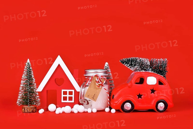 Seasonal Christmas decoration with miniature car