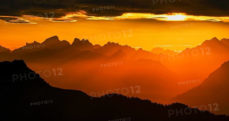 Mountain ranges in the morning light