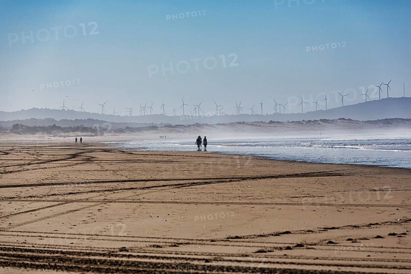 Tyre tracks and walkers on the beach