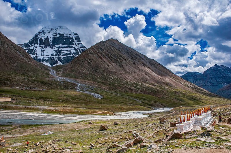 Stupas on the Kailash Kora before Mount Kailash