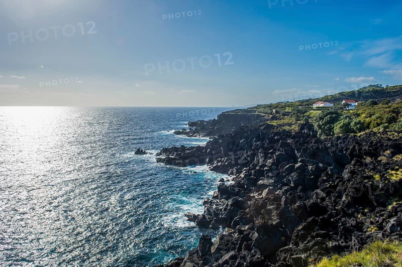 Rocky volcanic coastline around Sao Mateus