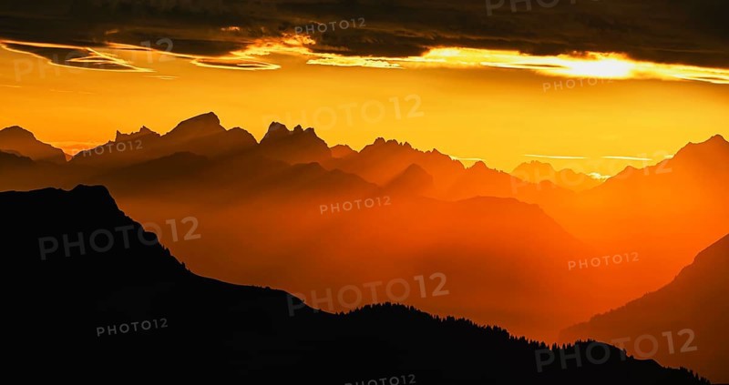 Mountain ranges in the morning light
