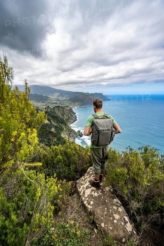 Hiker standing on a rock