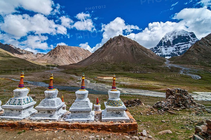 Stupas on the Kailash Kora before Mount Kailash