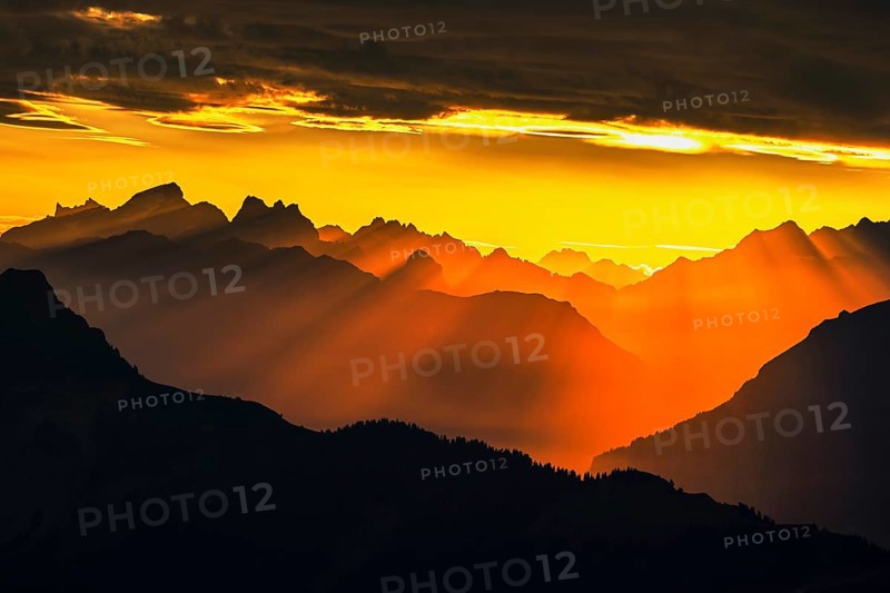 Mountain ranges in the morning light