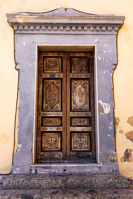 Old carved house entrance door