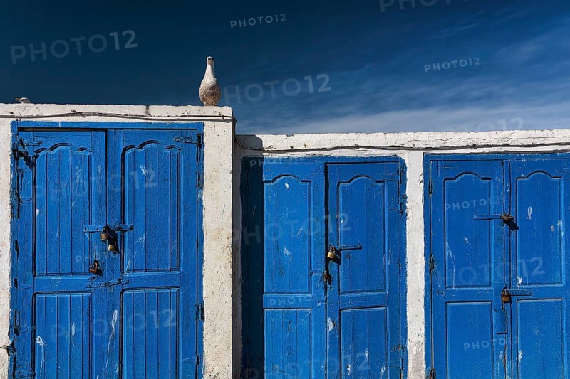 Blue doors with padlock
