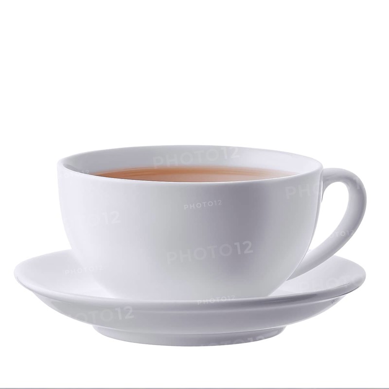 Big ceramic teacup and saucer isolated on white