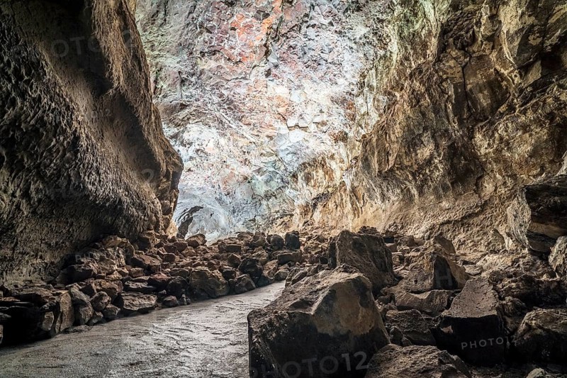 Stunning Verdes Cave with colorful illumination