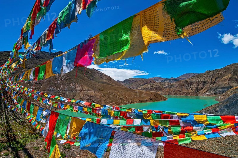 Praying flags on the Karo-La Pass along the Friendship Highway