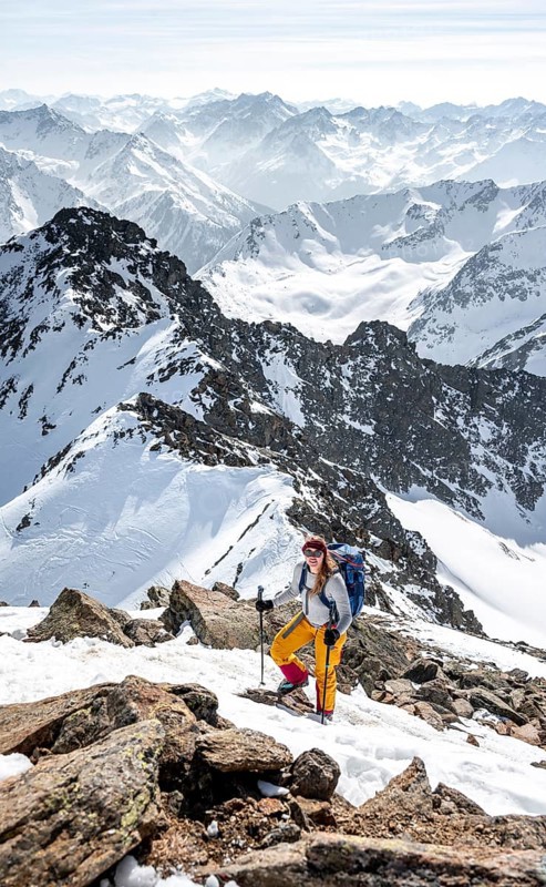 Mountaineer at the summit of the Sulzkogel