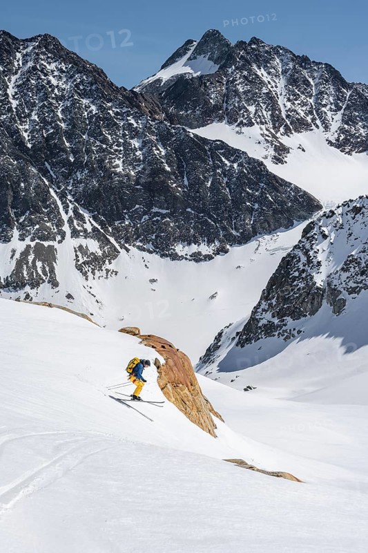 Ski tourers on the descent